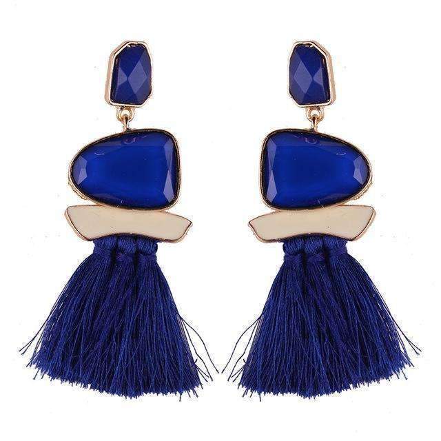 Best lady 2017 New Fringed Statement Earrings Wedding Tassel Multicolored Hot Fashion Drop Dangle Earrings Jewelry Women 5391-Blue-JadeMoghul Inc.