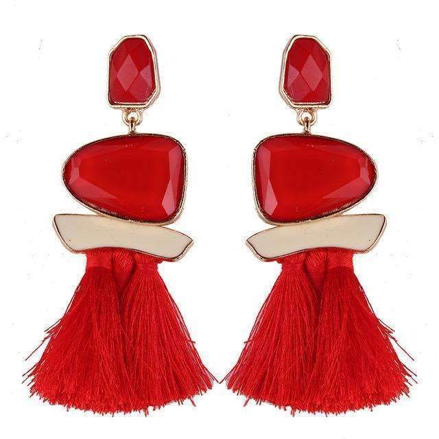 Best lady 2017 New Fringed Statement Earrings Wedding Tassel Multicolored Hot Fashion Drop Dangle Earrings Jewelry Women 5391-Red-JadeMoghul Inc.