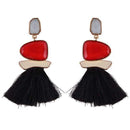 Best lady 2017 New Fringed Statement Earrings Wedding Tassel Multicolored Hot Fashion Drop Dangle Earrings Jewelry Women 5391-Red Black-JadeMoghul Inc.