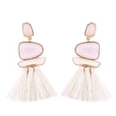 Best lady 2017 New Fringed Statement Earrings Wedding Tassel Multicolored Hot Fashion Drop Dangle Earrings Jewelry Women 5391-White-JadeMoghul Inc.