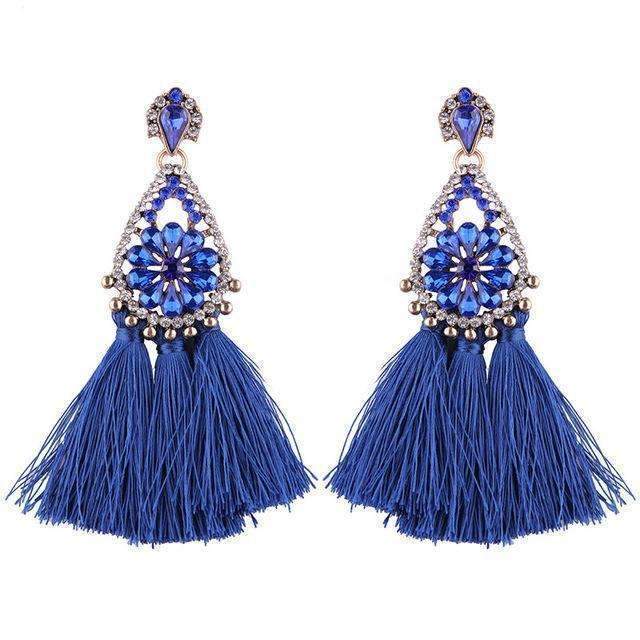 Best lady Fashion Jewelry Tassel Dangle Earrings Cheap Wedding Bohemian Drop Statement Earrings For Women Flowers Charm 5274-Dark Blue-JadeMoghul Inc.