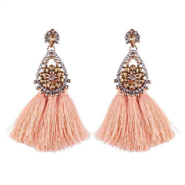 Best lady Fashion Jewelry Tassel Dangle Earrings Cheap Wedding Bohemian Drop Statement Earrings For Women Flowers Charm 5274-Pink-JadeMoghul Inc.