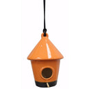Birdhouses Orange Ceramic Hanging Bird House Benzara