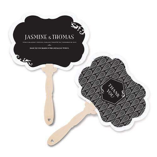 Black and Gold Opulence Personalized Hand Fan (Pack of 1)-Wedding Parasols Umbrellas & Fans-JadeMoghul Inc.