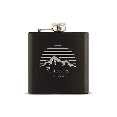 Black Hip Flask in Stainless Steel (Pack of 1)-Personalized Gifts For Men-JadeMoghul Inc.