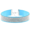 Black Leather Rhinestone Choker Necklace Women Crystal Choker 2016 Statement chocker collar fashion jewellery-light blue-JadeMoghul Inc.