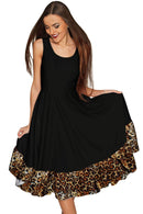Black Leopard Vizcaya Fit & Flare Dress - Women-Solid-XS-Black-JadeMoghul Inc.