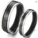 Platinum Rings Black Platinum White Tungsten Carbide Greek Key Ring