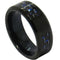 Black Engagement Rings Black Tungsten Carbide Ring With Blue Black Carbon Fiber