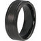 Black Engagement Rings Black Tungsten Carbide Double Grooves Sandblasted Ring