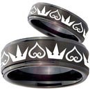 Black Engagement Rings For Her Black Tungsten Carbide Kingdom and Heart Ring