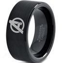 Black Band Ring Tungsten Carbide Marvel Avengers Flat Ring