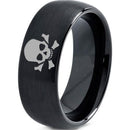 Black Rings For Men Black Tungsten Carbide Skull Dome Court Ring