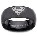 Superman Ring Black Tungsten Carbide Superman Dome Court Ring