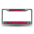 Vehicle License Plate Frames Blackhawks Bling Chrome Frame