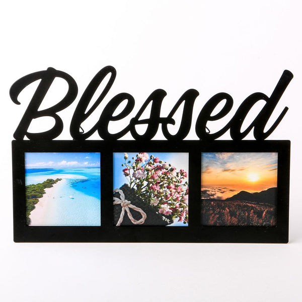 Blessed metal frame - 3 openings - black-Personalized Gifts By Type-JadeMoghul Inc.