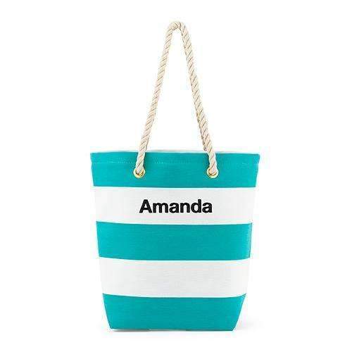 Bliss Striped Tote - Blue and White (Pack of 1)-Personalized Gifts for Women-JadeMoghul Inc.