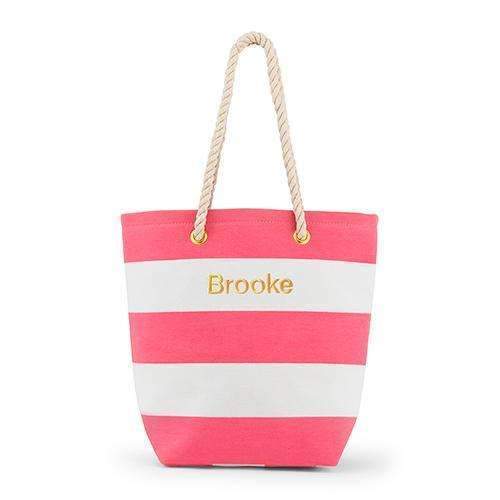 Bliss Striped Tote - Pink and White (Pack of 1)-Personalized Gifts for Women-JadeMoghul Inc.