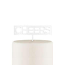 Block Cheers Acrylic Cake Topper - White (Pack of 1)-Wedding Cake Toppers-JadeMoghul Inc.