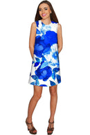 Blue Blood Adele Floral Catchy Summer Shift Dress - Women-Blue Blood-XS-Blue/White-JadeMoghul Inc.