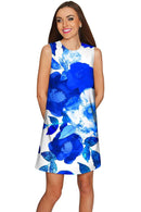 Blue Blood Adele Floral Catchy Summer Shift Dress - Women-Blue Blood-XS-Blue/White-JadeMoghul Inc.