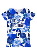 Blue Blood Customized NAME Zoe T-Shirt - Women-Blue Blood-XS-Blue/White-JadeMoghul Inc.