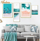 Blue Ocean Snow Mountain Canvas Painting Seascape Wall Art Posters and Prints Nordic Decoration Wall Pictures for Living Room-13x18cm no frame 2-1 piece-JadeMoghul Inc.