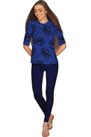 Blue Soulmate Sophia Lace Print Evening Top - Women-Soulmate-XS-Black/Lace-JadeMoghul Inc.