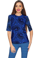 Blue Soulmate Sophia Lace Print Evening Top - Women-Soulmate-XS-Black/Lace-JadeMoghul Inc.