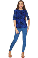 Blue Soulmate Sophia Lace Print Evening Top - Women-Soulmate-XS-Black/Lace-JadeMoghul Inc.
