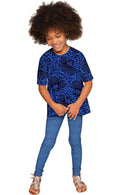 Blue Soulmate Sophia Lace Print Sleeved Party Top - Girls-Soulmate-18M/2-Black/Lace-JadeMoghul Inc.