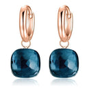 Blue Topaz Earrings Set In Solid 925 Sterling Silver-Dark Blue-JadeMoghul Inc.