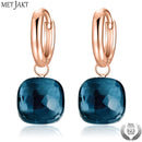 Blue Topaz Earrings Set In Solid 925 Sterling Silver-Dark Blue-JadeMoghul Inc.