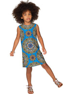 Boho Chic Adele Shift Floral Mother and Daughter Dress-Boho Chic-18M/2-Blue/Gold-JadeMoghul Inc.