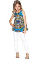 Boho Chic Emily Blue Geometric Print Sleeveless Top - Girls-Boho Chic-18M/2-Blue/Gold-JadeMoghul Inc.
