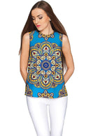 Boho Chic Emily Sleeveless Dressy Top - Mommy & Me-Boho Chic-18M/2-Blue/Gold-JadeMoghul Inc.