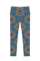 Boho Chic Lucy Blue Printed Performance Leggings - Women-Boho Chic-XS-Blue/Gold-JadeMoghul Inc.