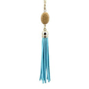 Boho Velvet Long Tassel Necklace 2016 Summer Style Leather Tassel Natural Stone Necklace for Women Sweater Chain Fashion Jewelry-N3461 Gold Aqua-76cm-JadeMoghul Inc.