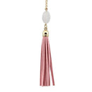 Boho Velvet Long Tassel Necklace 2016 Summer Style Leather Tassel Natural Stone Necklace for Women Sweater Chain Fashion Jewelry-N3461 Gold Pink-76cm-JadeMoghul Inc.