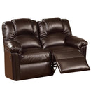 Bonded Leather Recliner Loveseat, Brown-Loveseats-Brown-Hardwood Metal Bonded Leather Color: Espresso-JadeMoghul Inc.