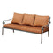 Bonquesha I Contemporary Patio Sofa, Brown Color Cushion, Black Finish-Sofas-Brown-Fabric Aluminum & Others-JadeMoghul Inc.