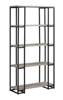 Bookshelves Black Bookshelf - 12'.5" x 32" x 62" Dark Taupe, Black, Mdf, Metal - Bookcase HomeRoots