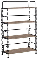 Bookshelves Bookshelf - 36" X 16" X 59" Rustic Oak And Antique Black Particle Board Bookshelf HomeRoots