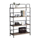 Bookshelves Bookshelf - 36" X 16" X 59" Rustic Oak And Antique Black Particle Board Bookshelf HomeRoots