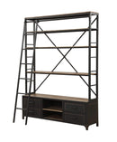 Bookshelves Bookshelf - 64" X 29" X 83" Sandy Gray Metal Tube Bookcase With Ladder HomeRoots