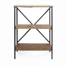 Bookshelves Corner Bookshelf - 22" X 12" X 30'.25" Brown Metal, Wood, MDF Bookcase with Shelves HomeRoots
