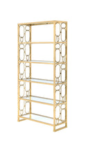 Bookshelves Corner Bookshelf - 36" X 19" X 77" Clear Glass And Gold Bookcase HomeRoots