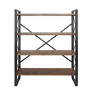 Bookshelves Corner Bookshelf - 39'.75" X 13" X 48'.5" Black w/ Natural Water Hyacinth Metal, Wood, MDF Bookcase with Shelves HomeRoots