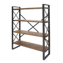 Bookshelves Corner Bookshelf - 39'.75" X 13" X 48'.5" Black w/ Natural Water Hyacinth Metal, Wood, MDF Bookcase with Shelves HomeRoots