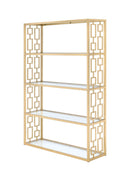 Bookshelves Corner Bookshelf - 48" X 14" X 72" Clear Glass And Gold Bookcase HomeRoots